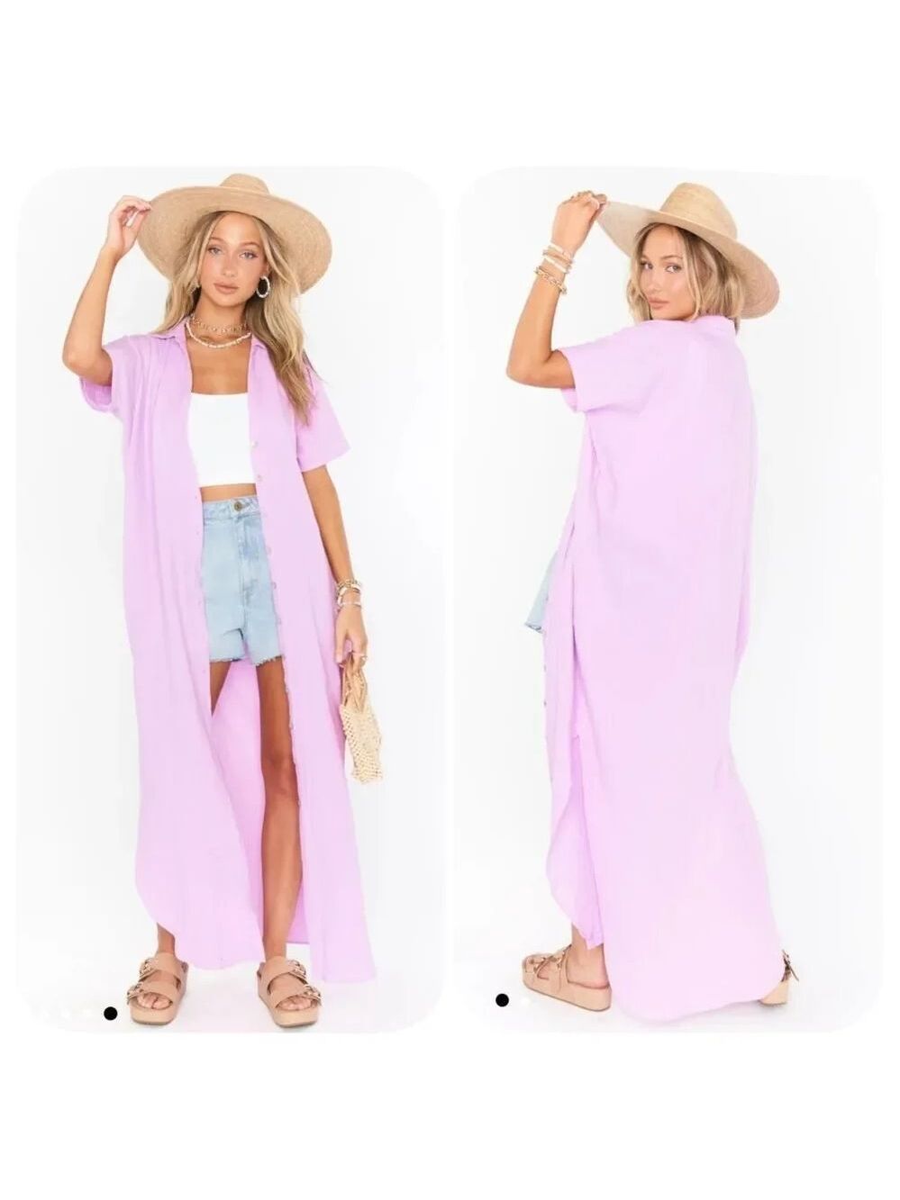 Show Me Your MuMu Boyd Button Down Shirt Size S Pink Purple NWT - Picture 2 of 11